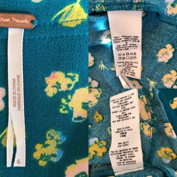 Free People NWOT L’Amour teal green floral romper - Picture 7 of 7